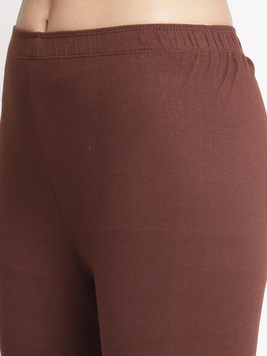 Women Grey Brown 100% cotton Lycra Net Capri