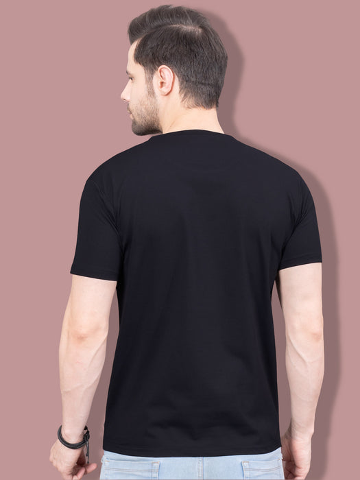 Men Black Short Sleeve Cotton Solid T-shirt