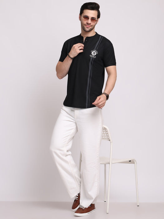 Men Black Dry fit Polyester Classic polo collar with structured stitching T-shirt