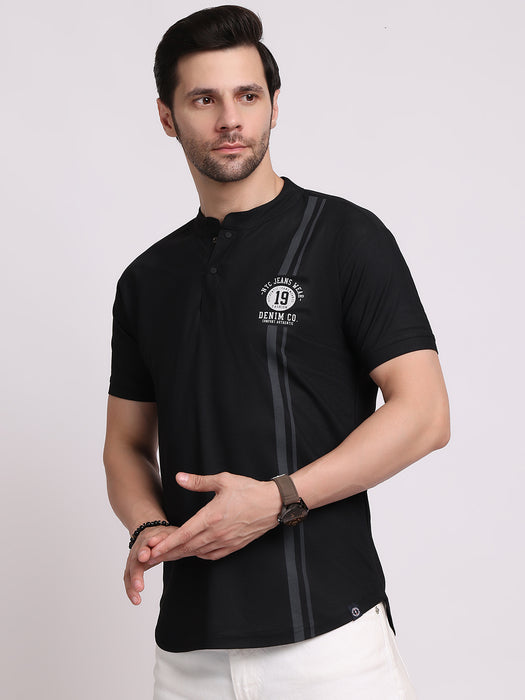 Men Black Dry fit Polyester Classic polo collar with structured stitching T-shirt