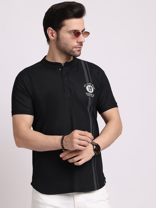Men Black Dry fit Polyester Classic polo collar with structured stitching T-shirt