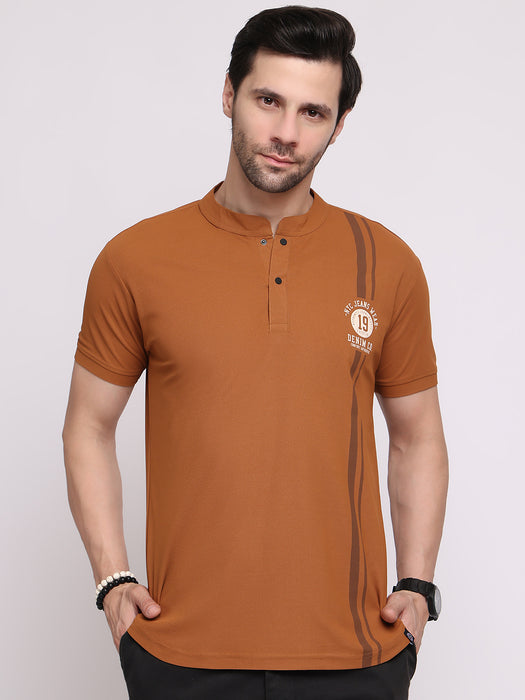 Men Brown Dry fit Polyester Classic polo collar with structured stitching T-shirt
