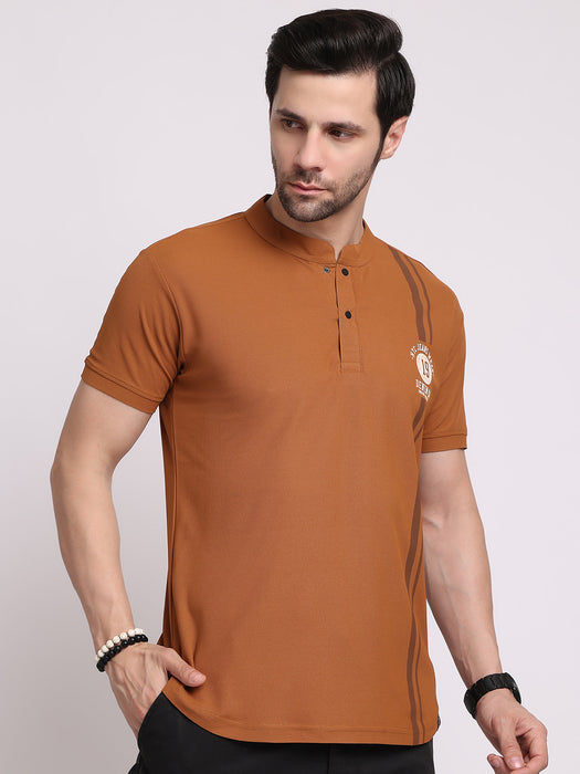 Men Brown Dry fit Polyester Classic polo collar with structured stitching T-shirt