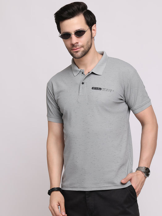 Men Grey Dry fit Polyester Classic polo collar with structured stitching T-shirt