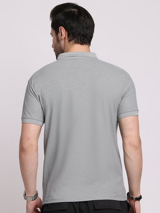 Men Grey Dry fit Polyester Classic polo collar with structured stitching T-shirt