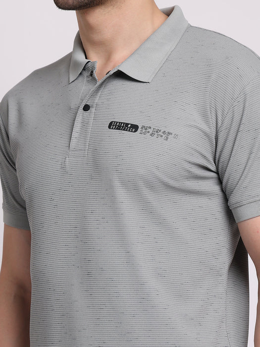 Men Grey Dry fit Polyester Classic polo collar with structured stitching T-shirt