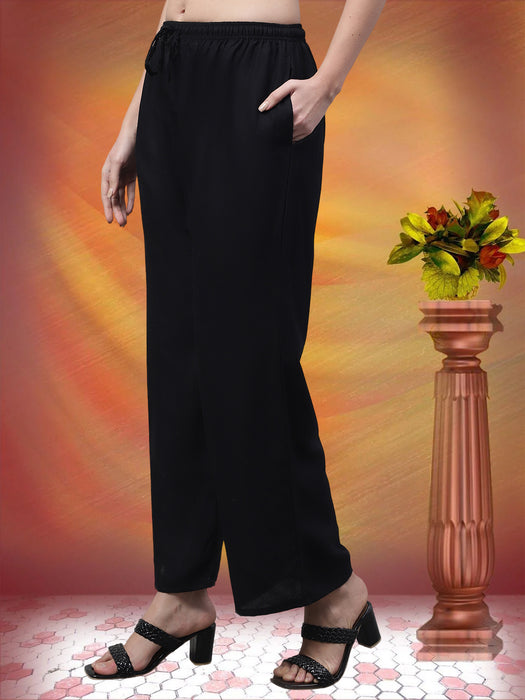 Women Black Flaired side pocket palazzo