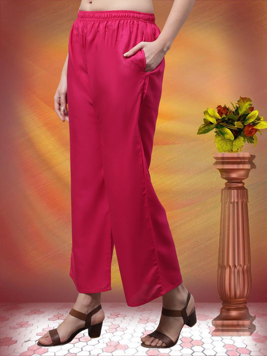 Women Pink Flaired side pocket palazzo