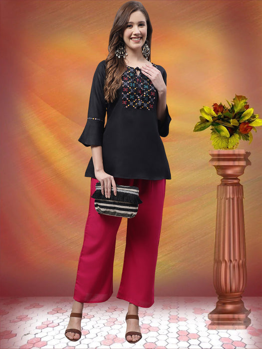 Women Pink Flaired side pocket palazzo