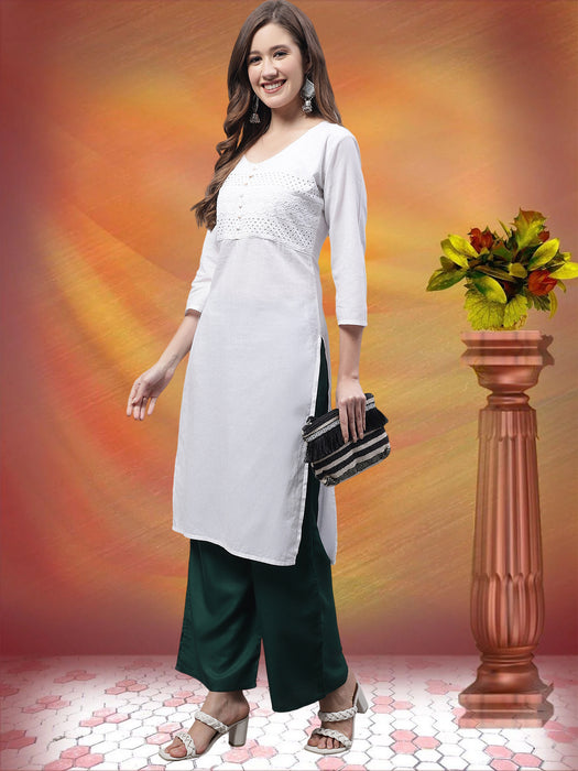 Women Green Flaired side pocket palazzo