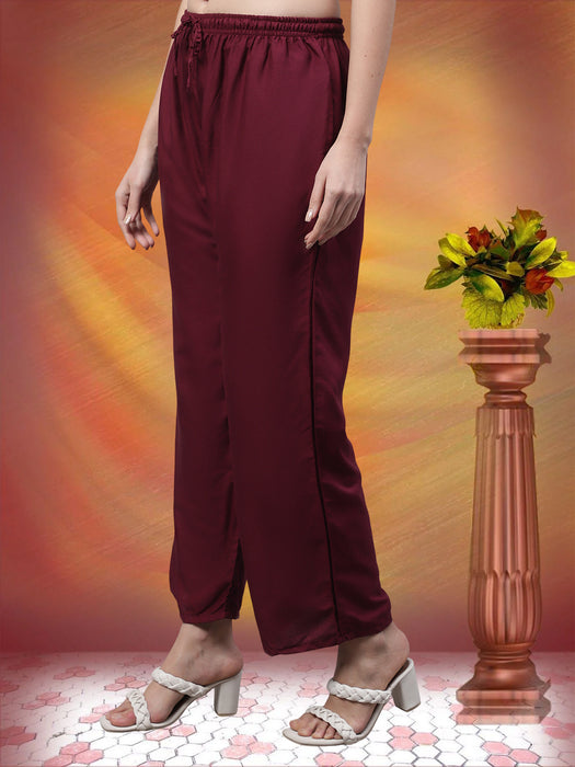 Women Wine Flaired side pocket palazzo