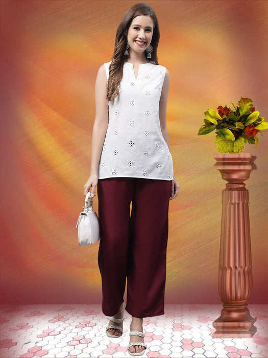 Women Wine Flaired side pocket palazzo