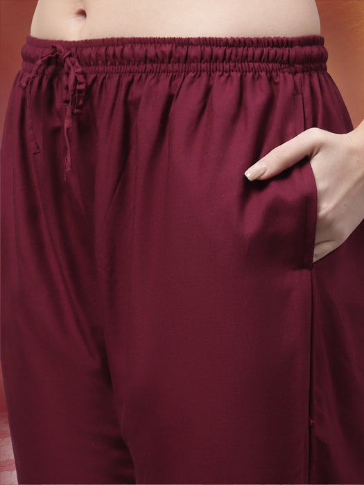 Women Wine Flaired side pocket palazzo