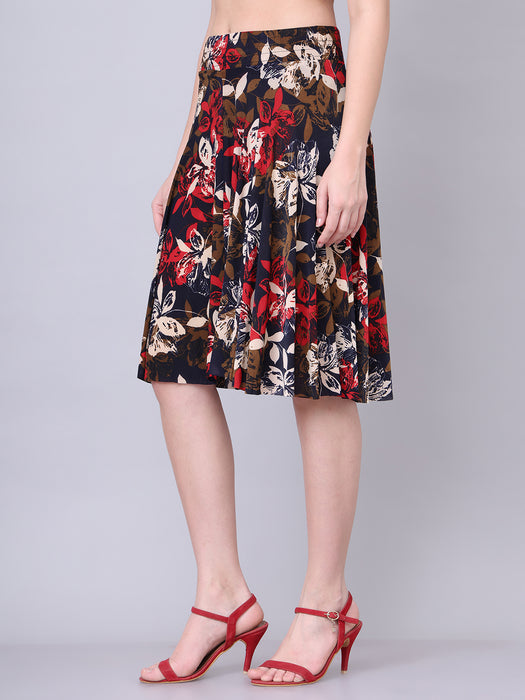 Women Multi color Flower Printed Skirt