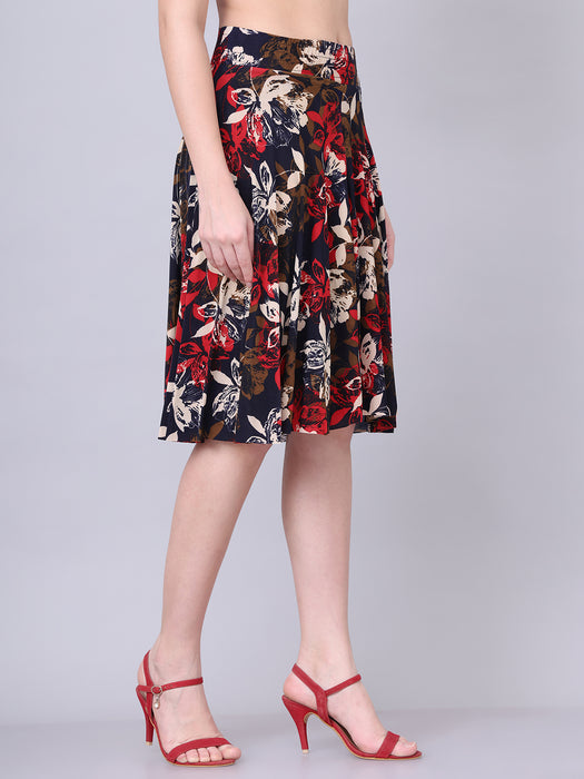 Women Multi color Flower Printed Skirt