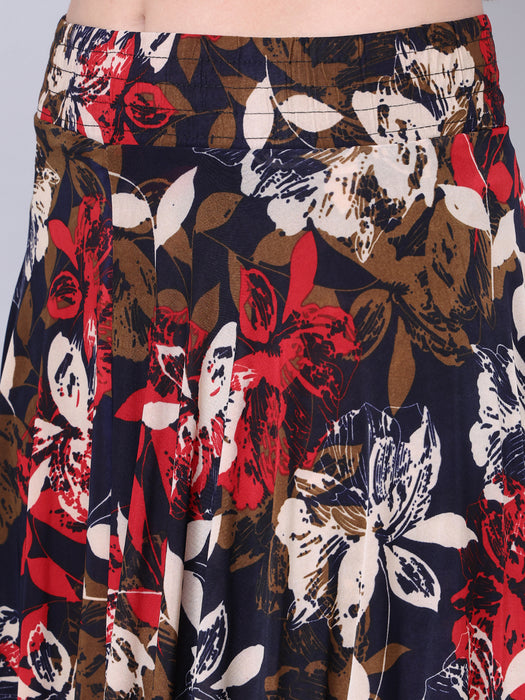 Women Multi color Flower Printed Skirt