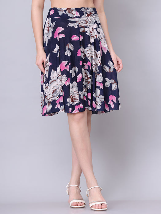 Women Multi color Leaves Printed Skirt