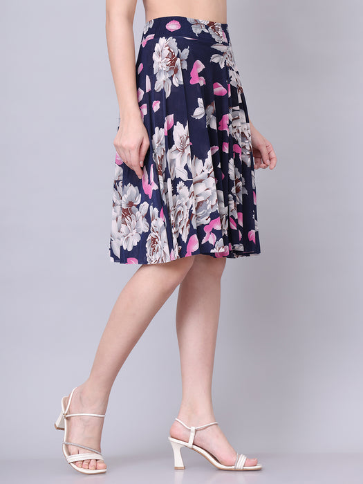 Women Multi color Leaves Printed Skirt