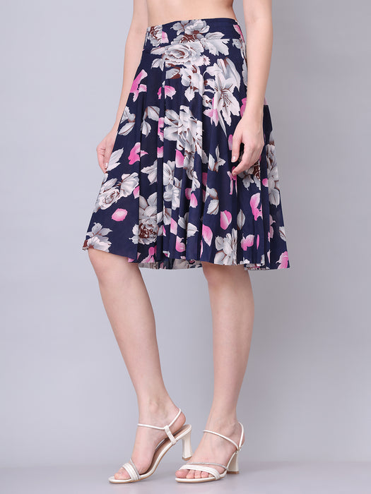 Women Multi color Leaves Printed Skirt