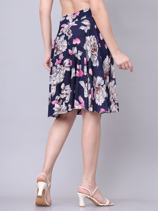 Women Multi color Leaves Printed Skirt