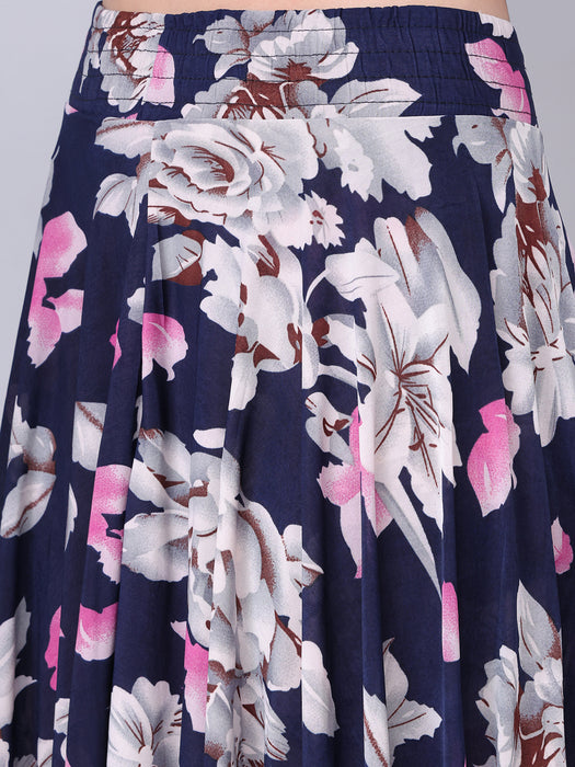 Women Multi color Leaves Printed Skirt
