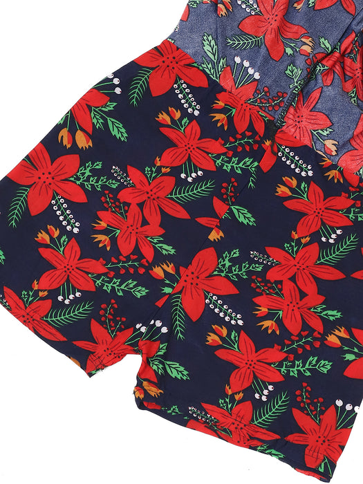 Women Multi color Polyster Lycra Floral printed Skirt with inner short