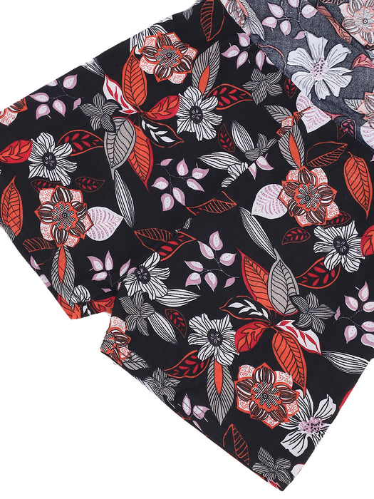 Women Multi color Polyster Lycra Leaves Printed Skirt with inner short