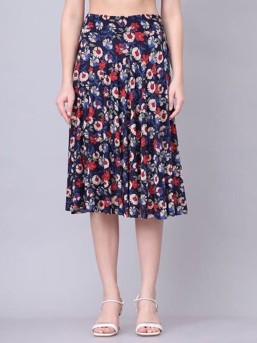 Women Multi color Flower Printed Skirt