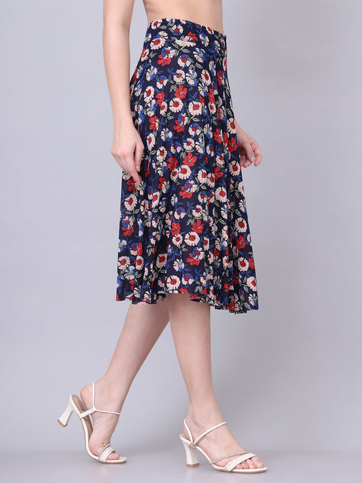 Women Multi color Flower Printed Skirt
