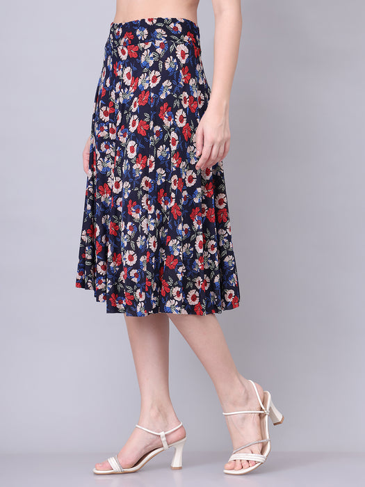 Women Multi color Flower Printed Skirt