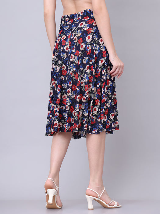 Women Multi color Flower Printed Skirt