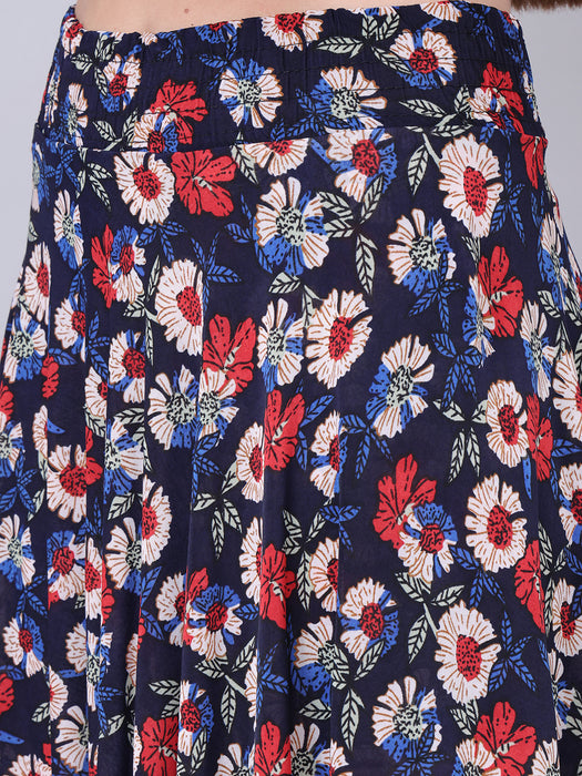 Women Multi color Flower Printed Skirt