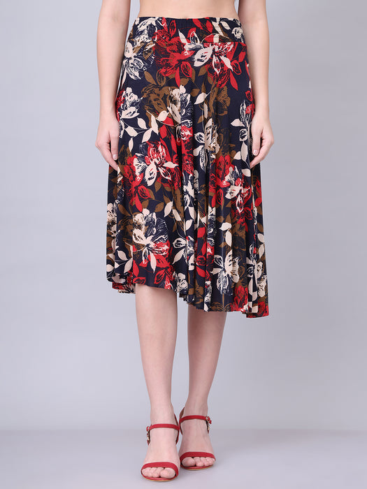 Women Multi color Flower Printed Skirt