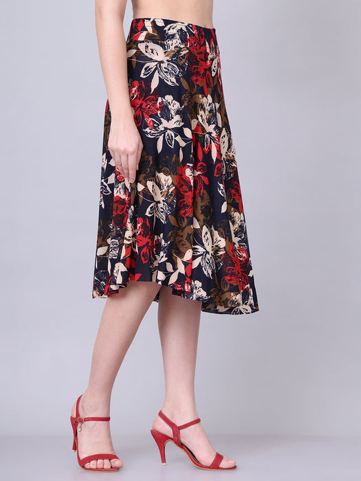Women Multi color Flower Printed Skirt