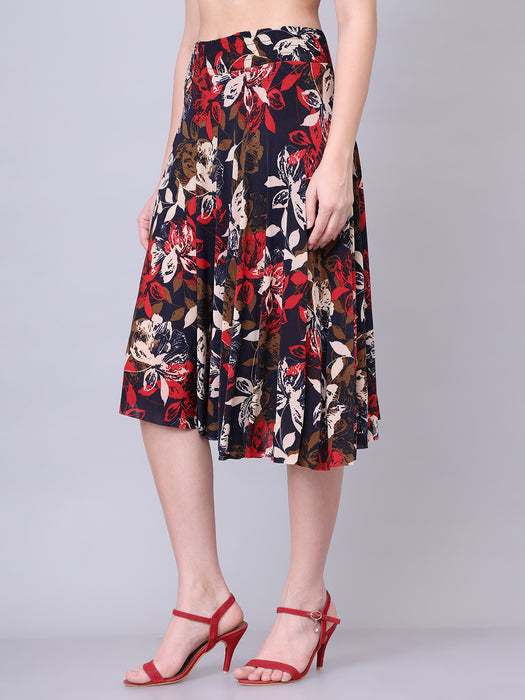 Women Multi color Flower Printed Skirt