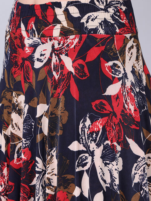 Women Multi color Flower Printed Skirt