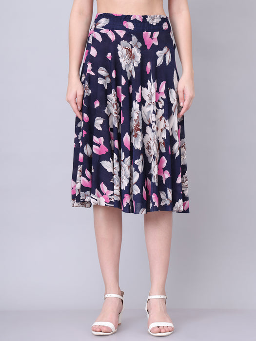 Women Multi color Leaves Printed Skirt