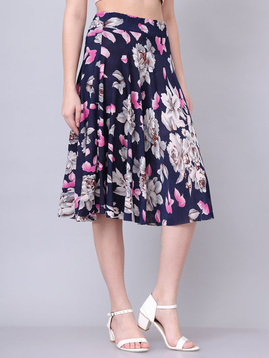 Women Multi color Leaves Printed Skirt