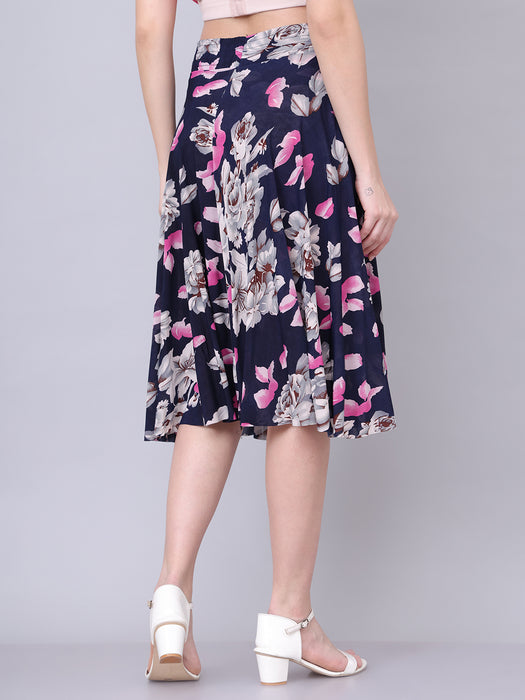 Women Multi color Leaves Printed Skirt