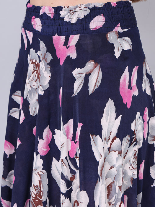 Women Multi color Leaves Printed Skirt
