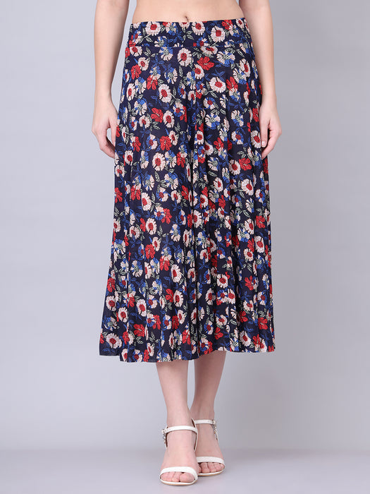 Women Multi color Flower Printed Skirt