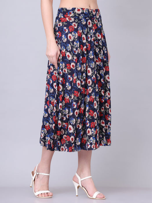 Women Multi color Flower Printed Skirt