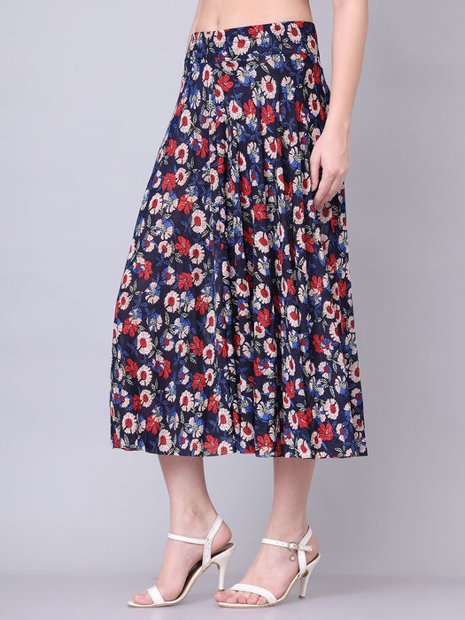 Women Multi color Flower Printed Skirt