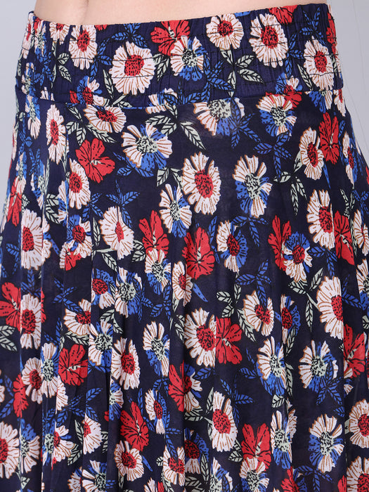 Women Multi color Flower Printed Skirt