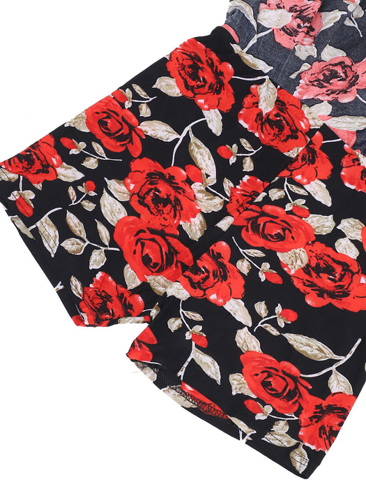 Women Multi color Polyster Lycra Floral Printed Skirt with inner short