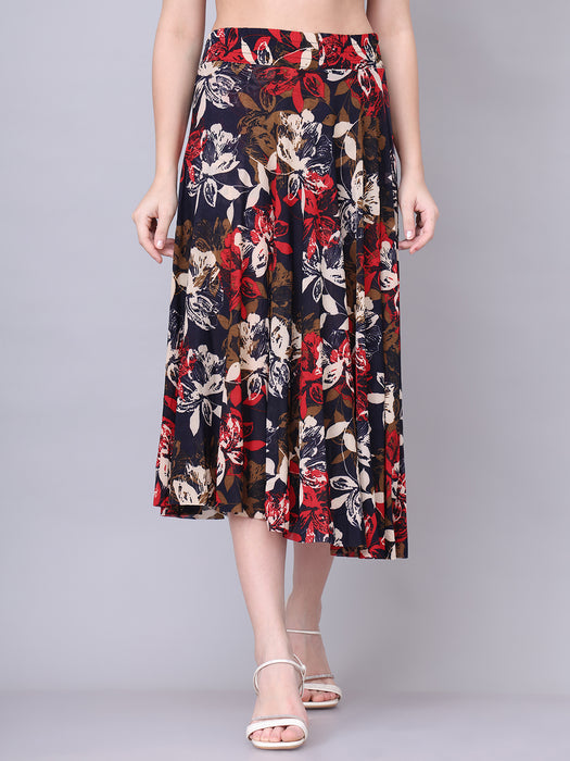 Women Multi color Flower Printed Skirt