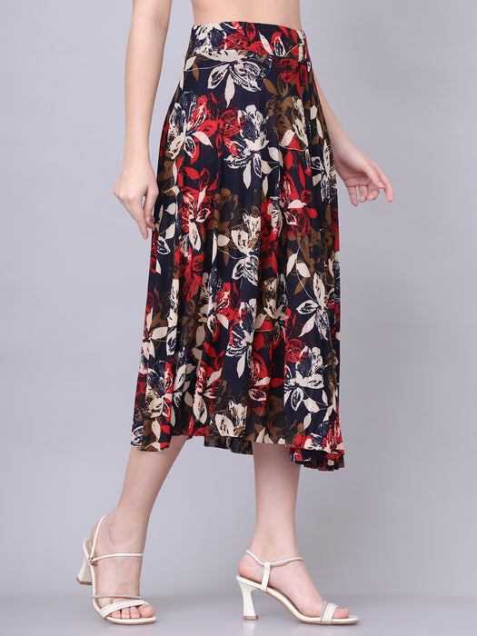 Women Multi color Flower Printed Skirt