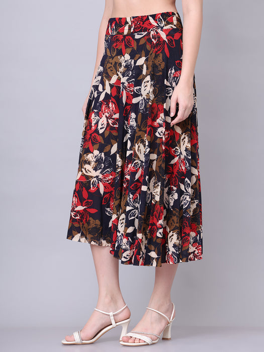 Women Multi color Flower Printed Skirt