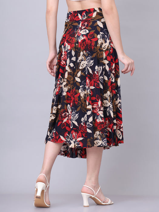 Women Multi color Flower Printed Skirt