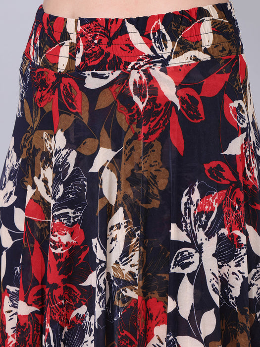 Women Multi color Flower Printed Skirt